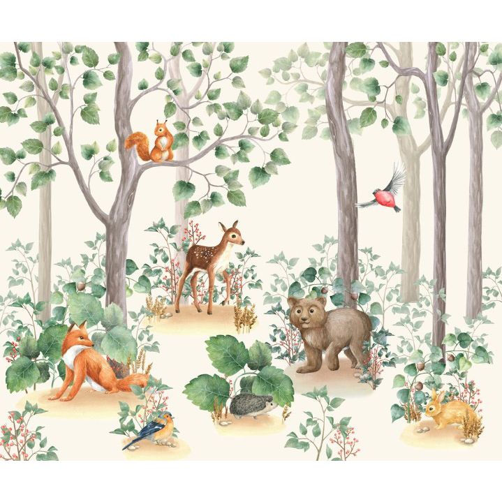 Обои виниловые на флизелине Design Studio 3D Детские Сказочный лес с животными Натуральный холст (NKID-005)