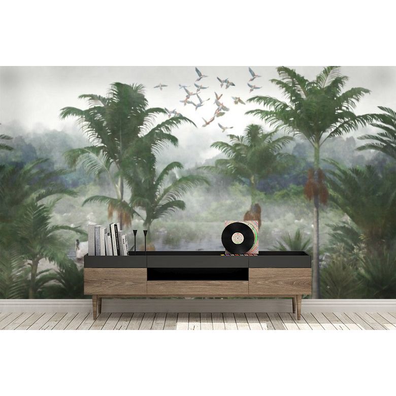Обои виниловые на флизелине Design Studio 3D Джунгли Озеро в тропиках Бесшовная Фреска Гранд (DJ-015)