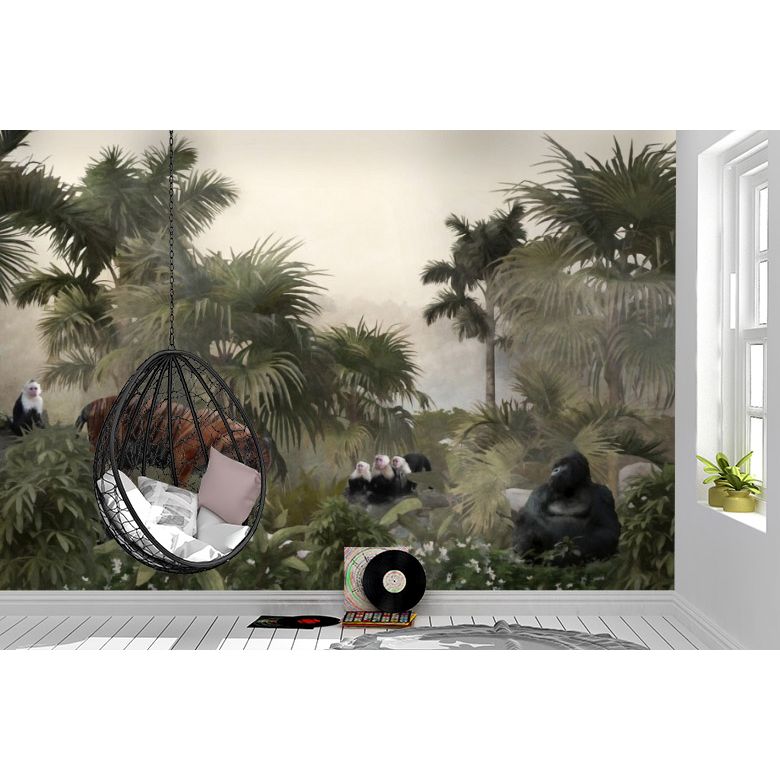 Обои виниловые на флизелине Design Studio 3D Джунгли Животные в тропиках Гладкий песок (DJ-016)