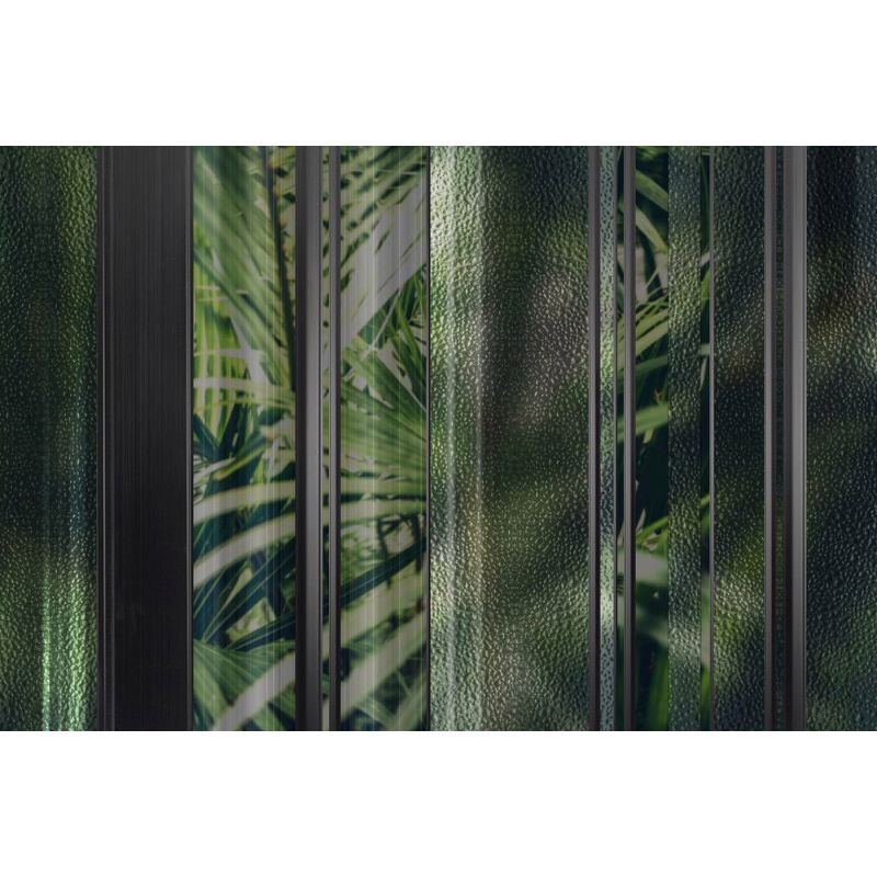 Обои виниловые на флизелине Design Studio 3D За стеклом Крупные тропические листья за стеклом Натуральный холст (TG-001)