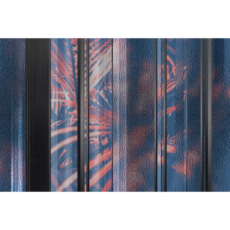 Обои виниловые на флизелине Design Studio 3D За стеклом Крупные красные тропические листья за стеклом Бесшовная Фреска Гранд (TG-004)