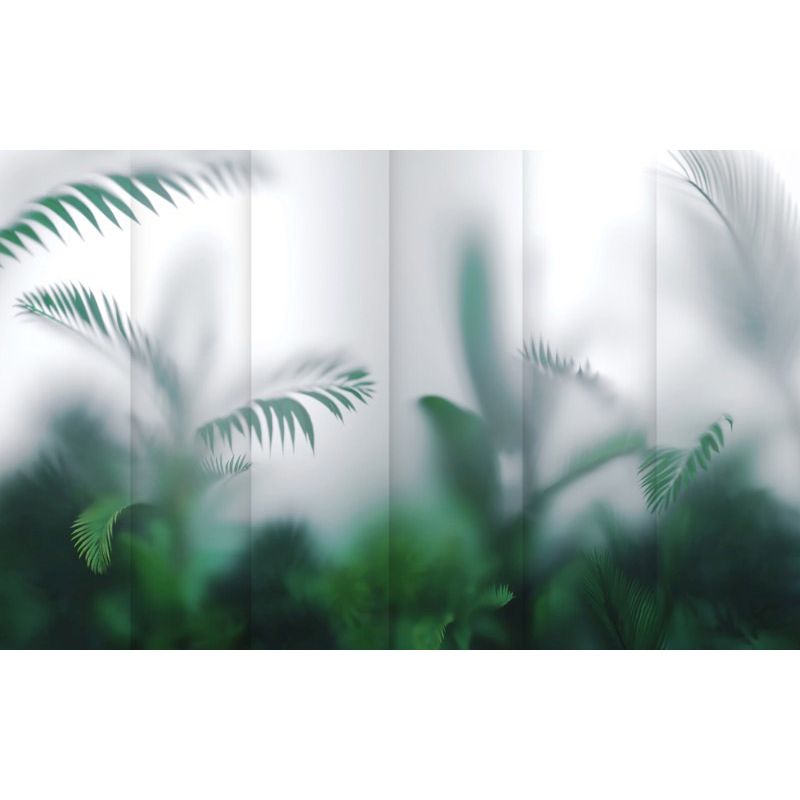 Обои виниловые на флизелине Design Studio 3D За стеклом Тропические листья за стеклянными панелями Бесшовная Фреска Гранд (TG-005)