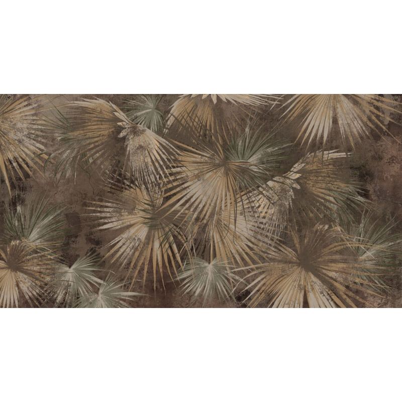 Обои виниловые на флизелине Design Studio 3D Нежность Листья папоротника в коричневом цвете Бесшовная Фреска Classic (NJ-011)