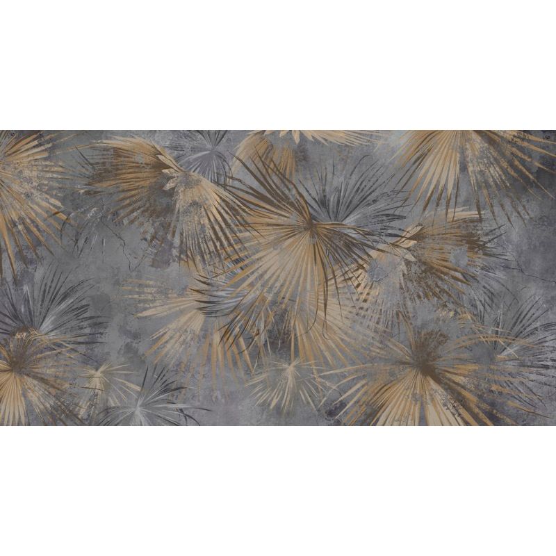 Обои виниловые на флизелине Design Studio 3D Нежность Осенние листья папоротника на бетоне Бесшовная Фреска Гранд (NJ-012)