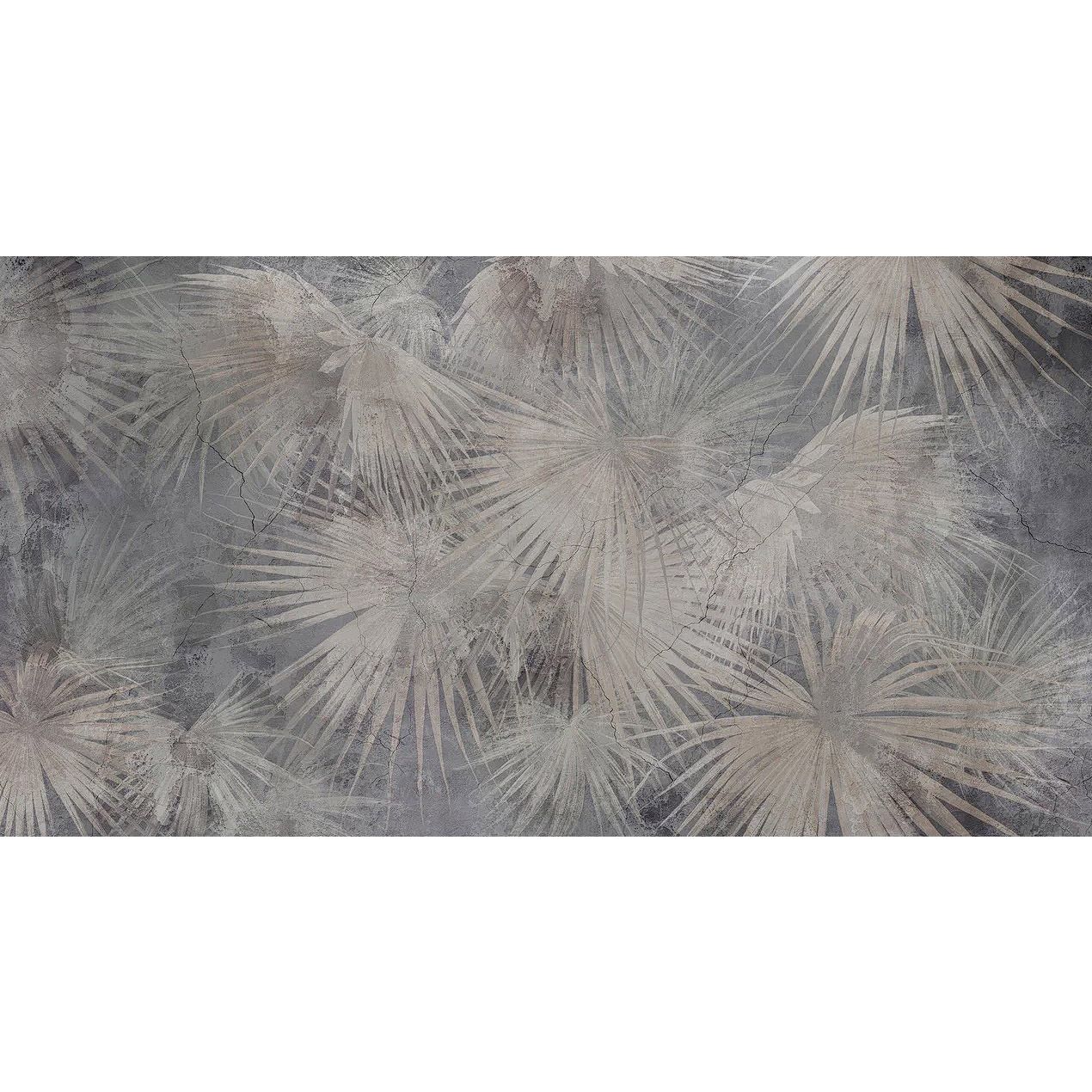 Обои виниловые на флизелине Design Studio 3D Нежность Листья папоротника на бетоне Фреска (NJ-013)