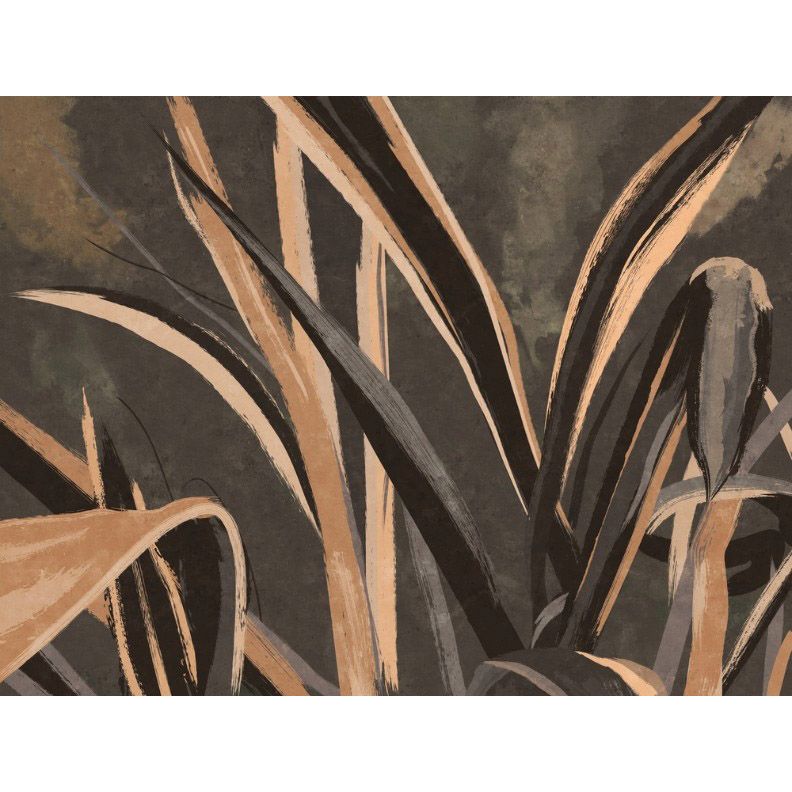 Обои виниловые на флизелине Design Studio 3D Avangard Крупные стебли травы в тёплых тонах Бесшовная Фреска Гранд (AVG-030)