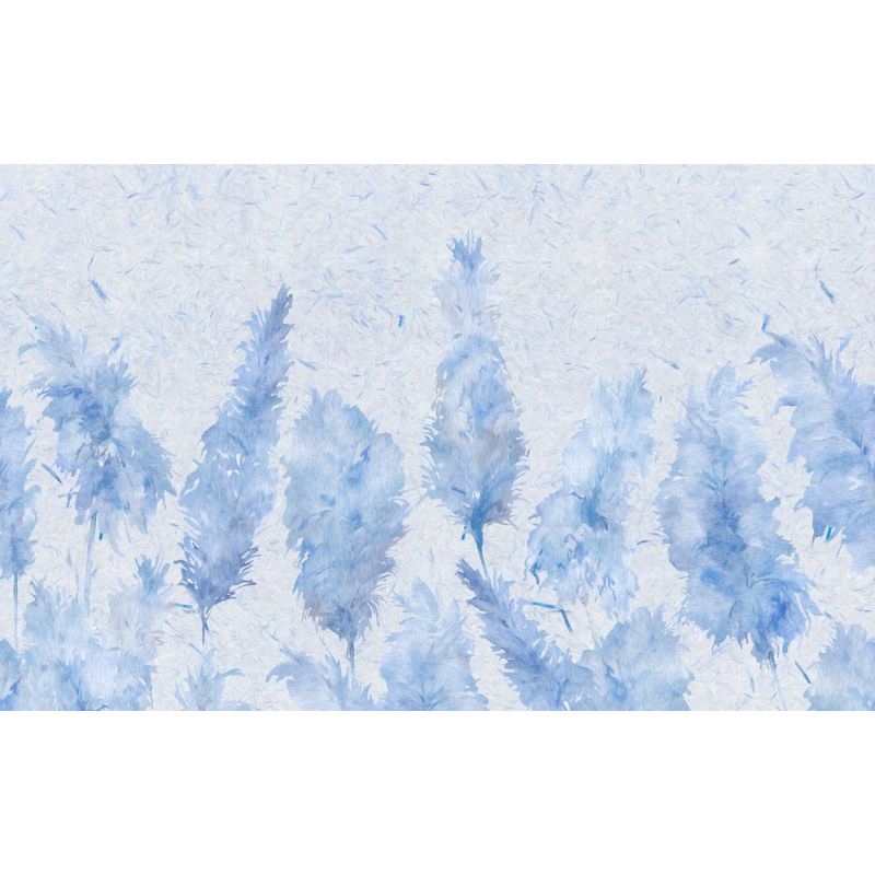 Обои виниловые на флизелине Design Studio 3D Нежность Колосья на текстурном фоне в синих тонах Бесшовная Фреска Classic (NJ-043)