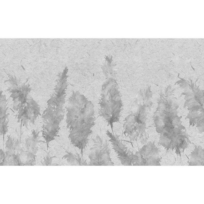 Обои виниловые на флизелине Design Studio 3D Нежность Колосья на текстурном фоне в серых тонах Натуральный холст (NJ-044)
