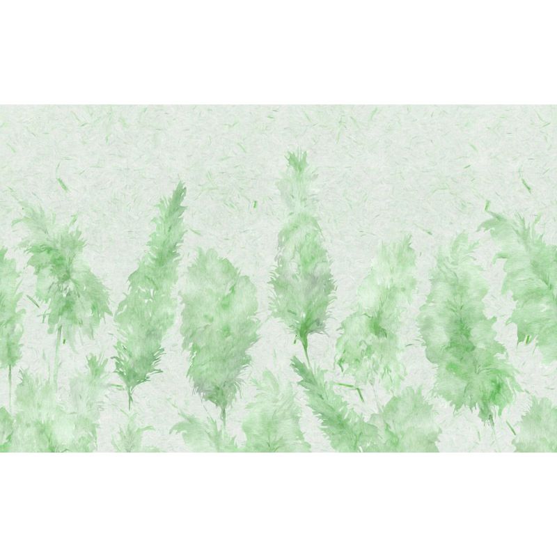 Обои виниловые на флизелине Design Studio 3D Нежность Колосья на текстурном фоне в зелёных тонах Бесшовная Фреска Гранд (NJ-045)