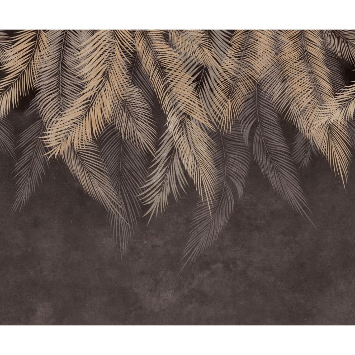 Обои виниловые на флизелине Design Studio 3D Тропикалия Коричневые тропические листья Гладкий песок (FLV-009)