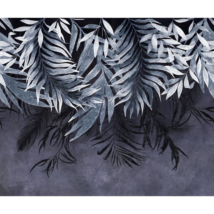Обои виниловые на флизелине Design Studio 3D Тропикалия Фиолетовые ниспадающие листья Натуральный холст (FLV-011)