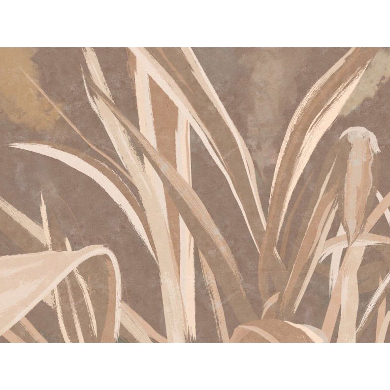 Обои виниловые на флизелине Design Studio 3D Avangard Крупные стебли травы в бежевом Бесшовная Фреска Гранд (AVG-033)