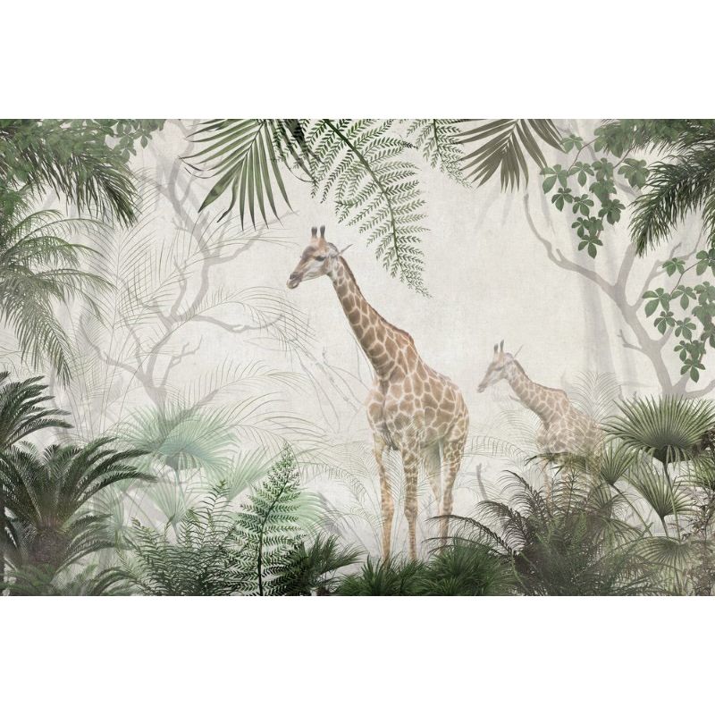 Обои виниловые на флизелине Design Studio 3D Саванна Жирафы между листьев Натуральный холст (SVN-003)