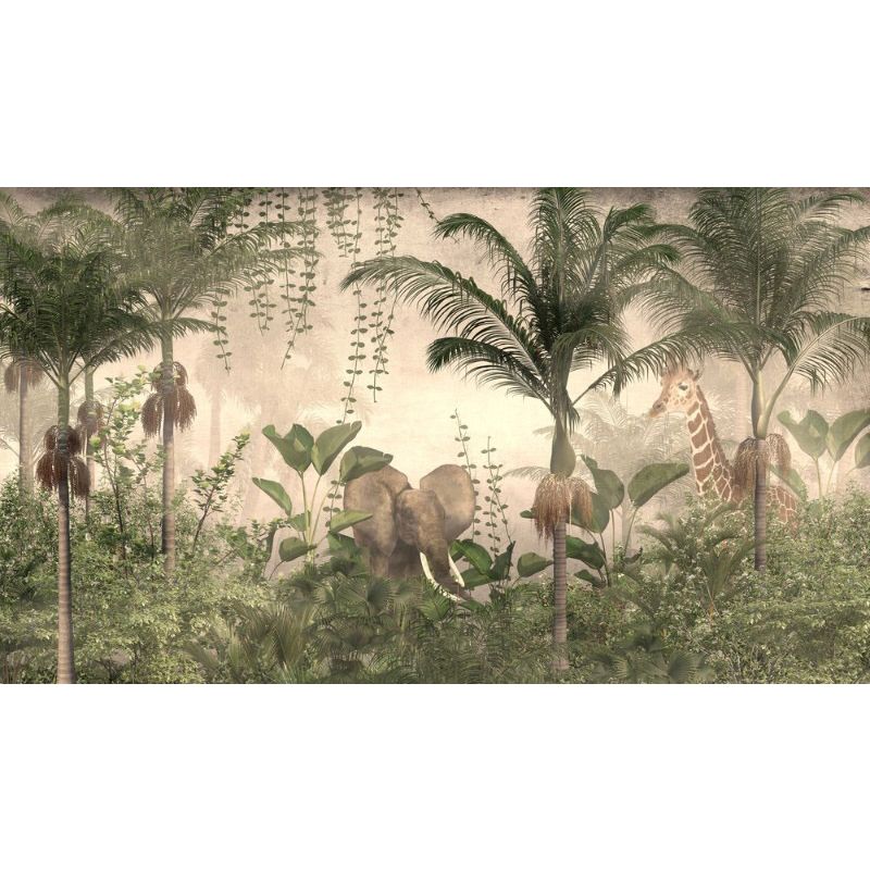 Обои виниловые на флизелине Design Studio 3D Саванна Животные в густой листве Бесшовная Фреска Гранд (SVN-004)