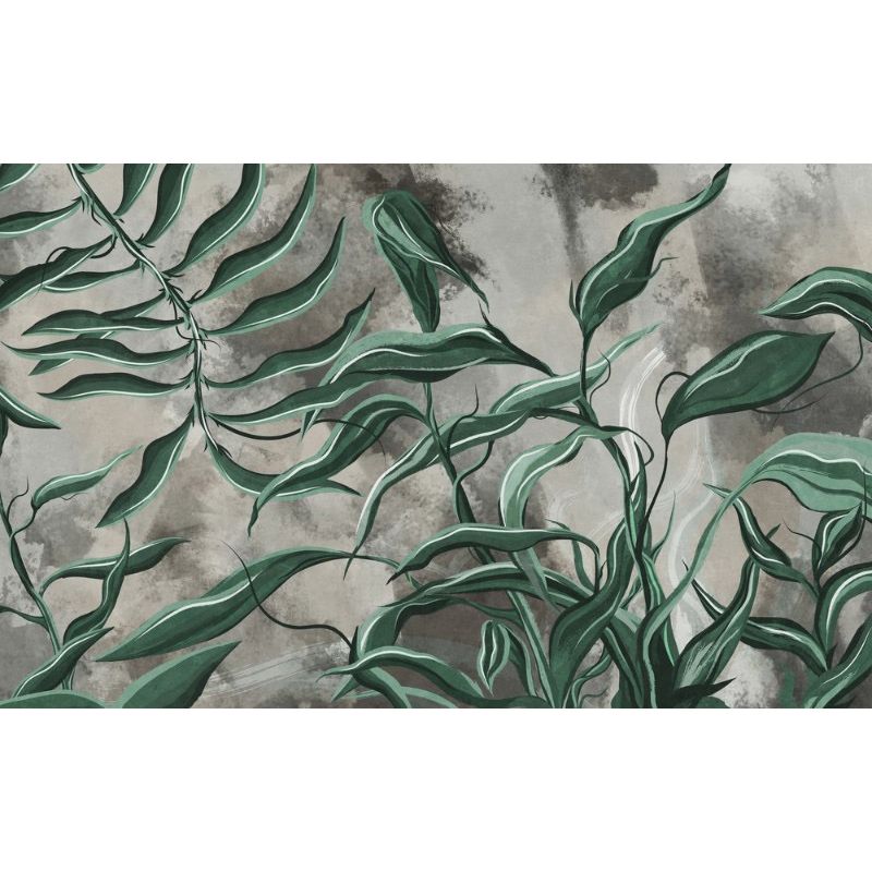 Обои виниловые на флизелине Design Studio 3D Avangard Зелёные переплетающиеся ветви Гладкий песок (AVG-004)