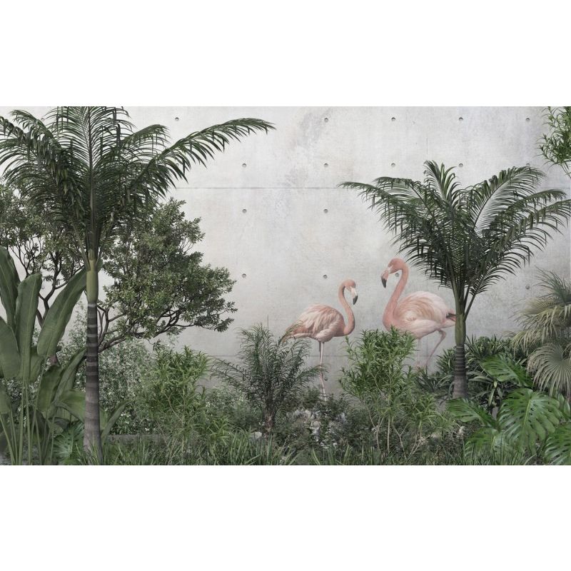 Обои виниловые на флизелине Design Studio 3D Саванна Фламинго у бетонной стены Бесшовная Фреска Гранд (SVN-008)
