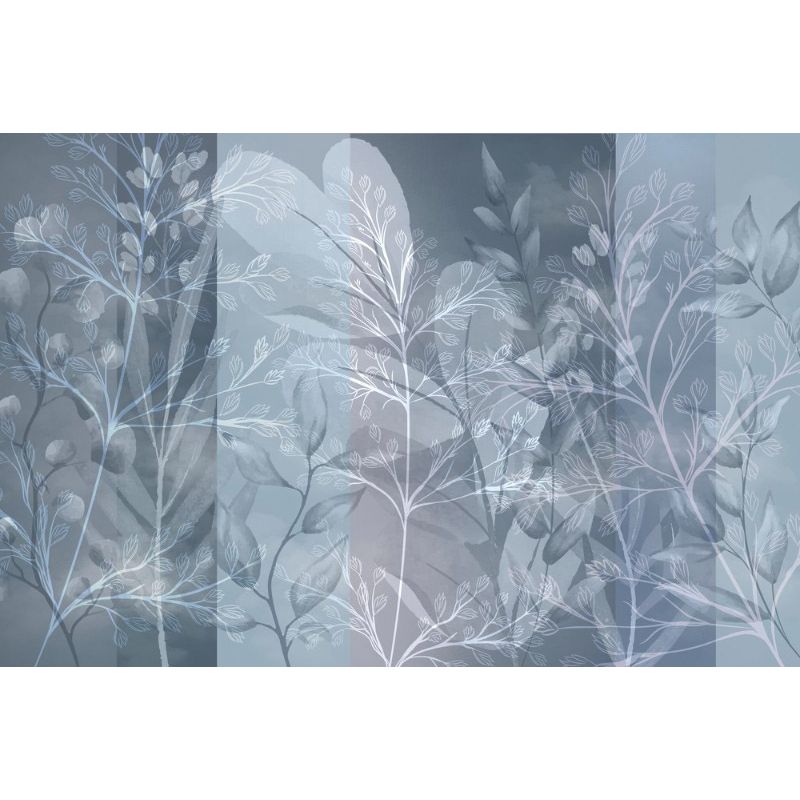 Обои виниловые на флизелине Design Studio 3D Leaves Тровинки в холодных тонах Бесшовная Фреска Гранд (LVS-009)