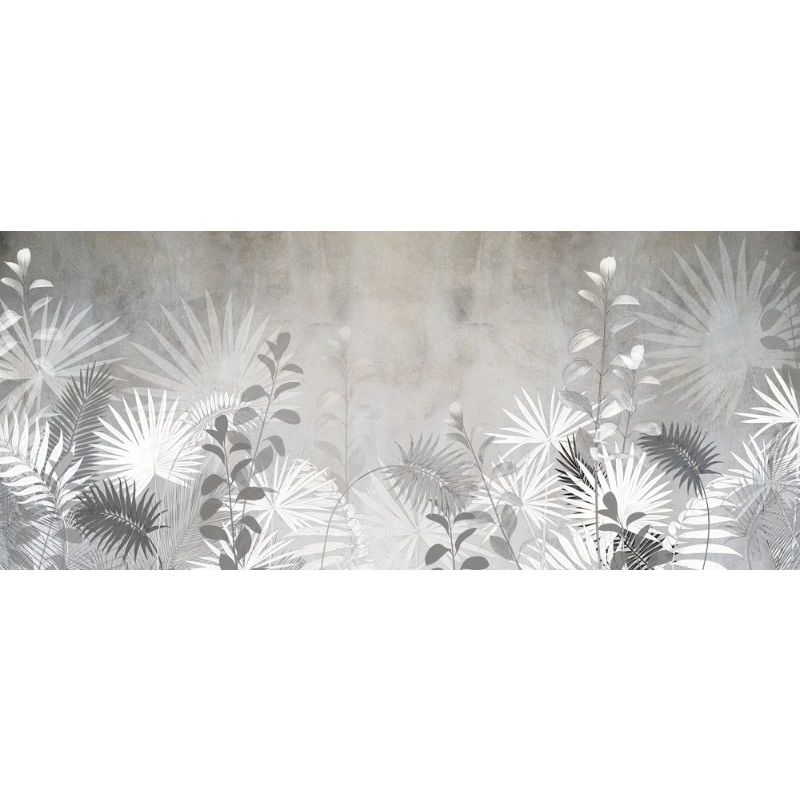 Обои виниловые на флизелине Design Studio 3D Leaves Силуэты листьев на бетоне Гладкий песок (LVS-010)