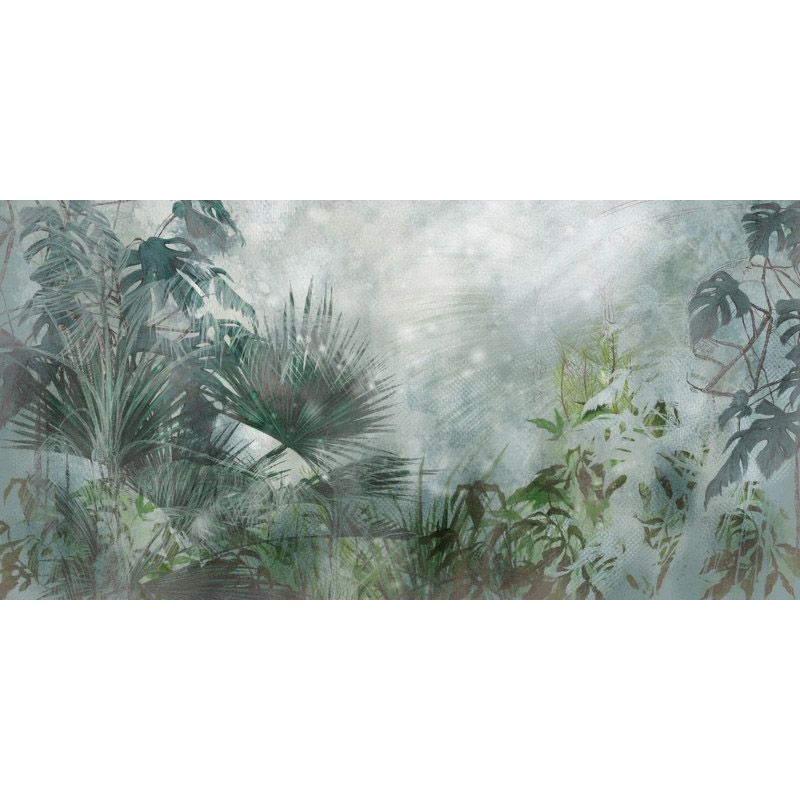 Обои виниловые на флизелине Design Studio 3D Leaves Потёртые тропические листья на холсте Бесшовная Фреска Гранд (LVS-011)