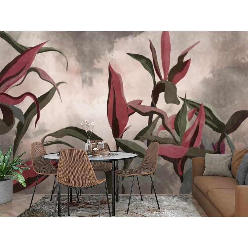 Обои виниловые на флизелине Design Studio 3D Avangard Букет красных тропических цветов Натуральный холст (AVG-005)