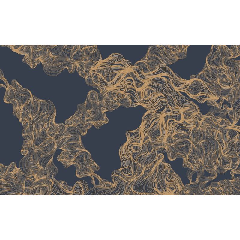 Обои виниловые на флизелине Design Studio 3D Line Style Роскошные золотые линии на синем Гладкий песок (LST-002)