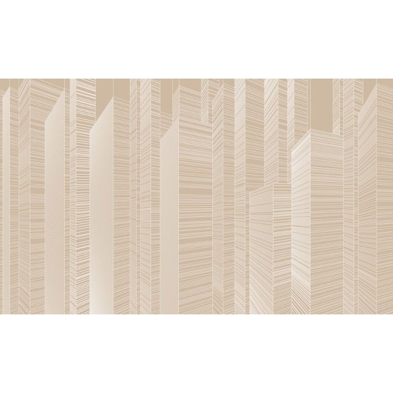 Обои виниловые на флизелине Design Studio 3D Line Style Абстрактные небоскрёбы на бежевом Гладкий песок (LST-061)