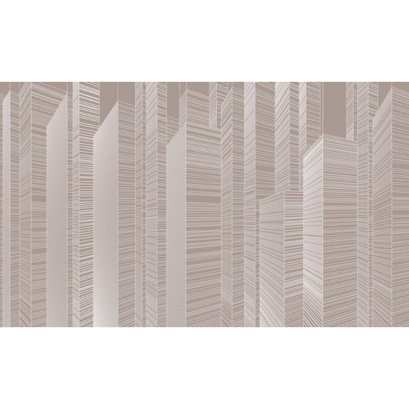 Обои виниловые на флизелине Design Studio 3D Line Style Абстрактные небоскрёбы на коричневом Бесшовная Фреска Гранд (LST-063)