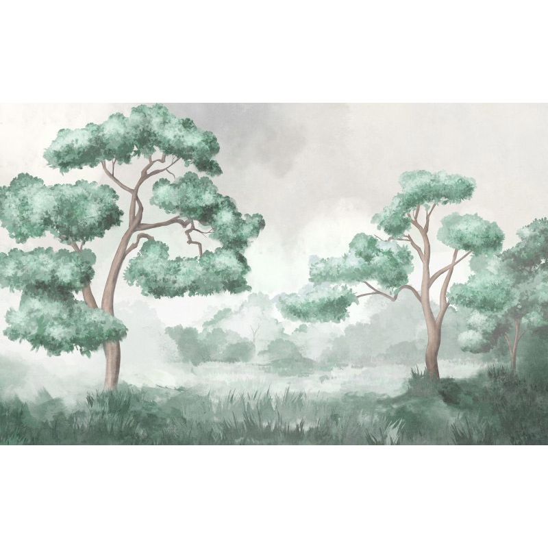 Обои виниловые на флизелине Design Studio 3D Picturesque Художественные деревья в нежно зелёных тонах Бесшовная Фреска Гранд (PRS-001)