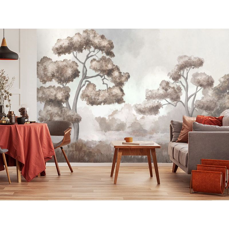 Обои виниловые на флизелине Design Studio 3D Picturesque Художественные деревья в бежевых тонах Натуральный холст (PRS-002)