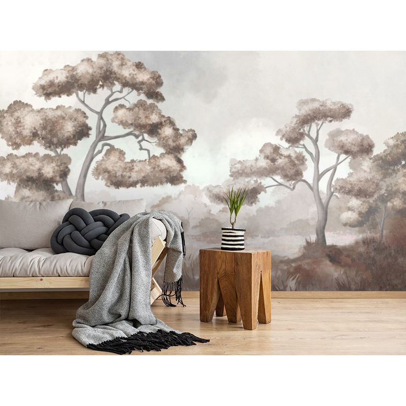 Обои виниловые на флизелине Design Studio 3D Picturesque Художественные деревья в бежевых тонах Бесшовная Фреска Гранд (PRS-002)