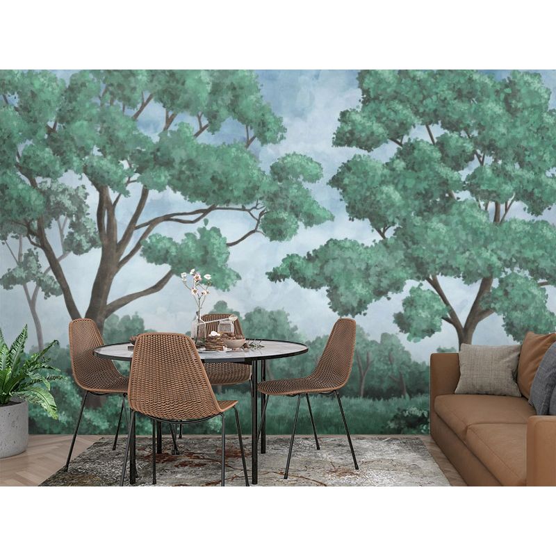 Обои виниловые на флизелине Design Studio 3D Picturesque Деревья в нежно зелёных тонах Бесшовная Фреска Classic (PRS-003)