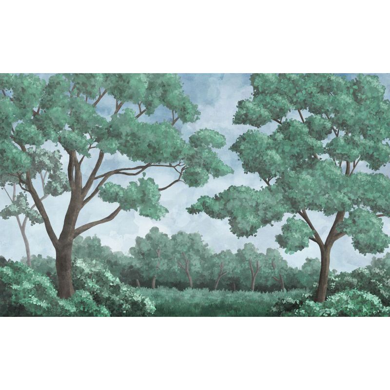 Обои виниловые на флизелине Design Studio 3D Picturesque Деревья в нежно зелёных тонах Бесшовная Фреска Ultra (PRS-003)