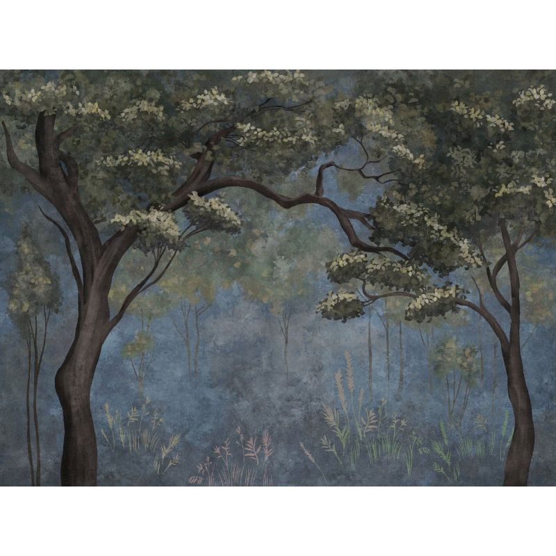 Обои виниловые на флизелине Design Studio 3D Picturesque Молодые деревья в тёмных тонах Фреска (PRS-005)