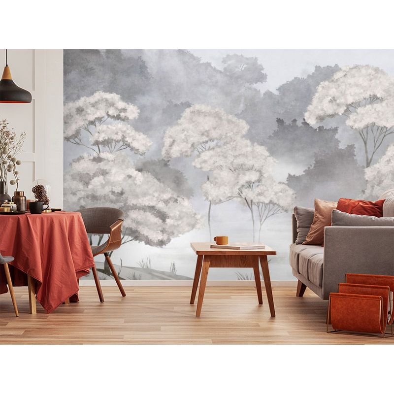 Обои виниловые на флизелине Design Studio 3D Picturesque Деревья в утреннем тумане Натуральный холст (PRS-007)