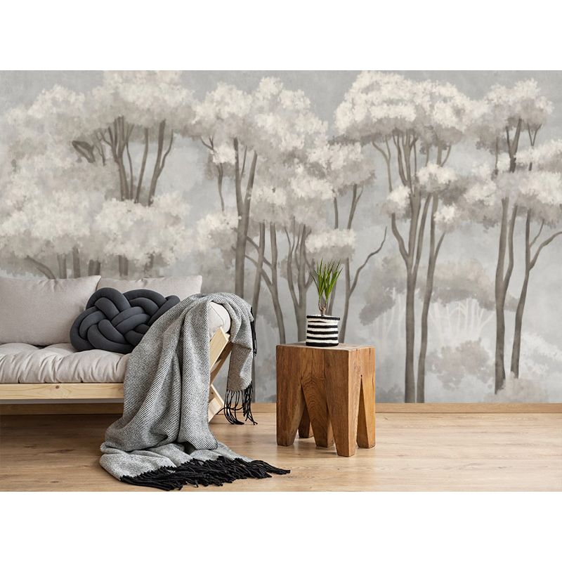 Обои виниловые на флизелине Design Studio 3D Picturesque Густые верхушки деревьев в светлых тонах Бесшовная Фреска Гранд (PRS-010)