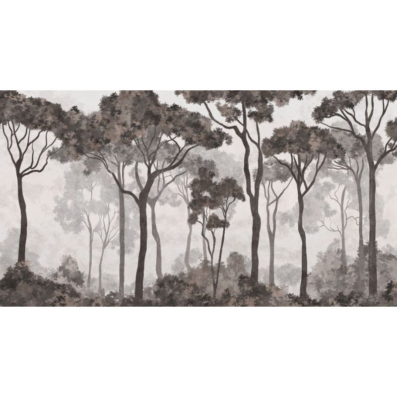 Обои виниловые на флизелине Design Studio 3D Picturesque Молодой лиственный лес в тёмных тонах Фреска (PRS-011)