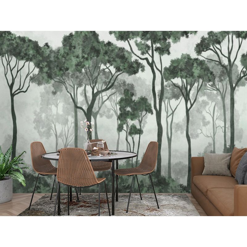 Обои виниловые на флизелине Design Studio 3D Picturesque Молодой лиственный лес в зелёных тонах Гладкий песок (PRS-012)
