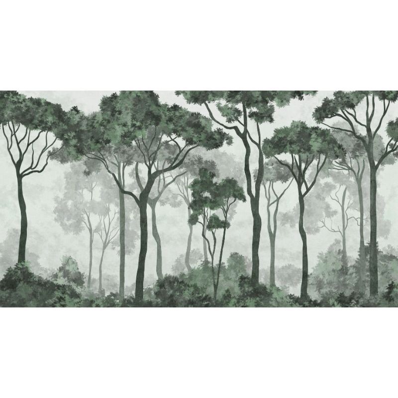 Обои виниловые на флизелине Design Studio 3D Picturesque Молодой лиственный лес в зелёных тонах Натуральный холст (PRS-012)