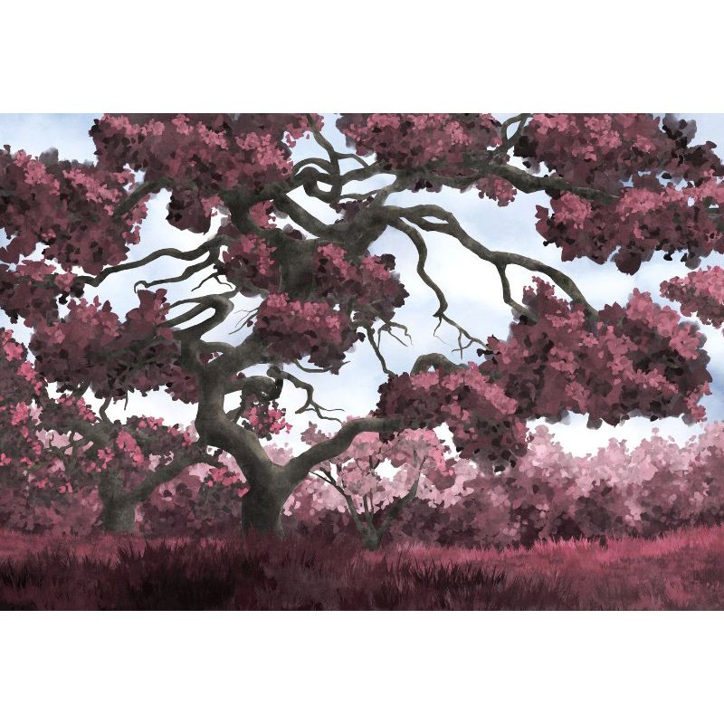 Обои виниловые на флизелине Design Studio 3D Picturesque Большое ветвистое дерево в пурпурном цвете Гладкий песок (PRS-013)