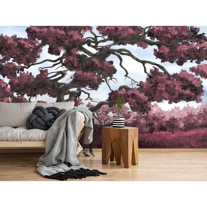Обои виниловые на флизелине Design Studio 3D Picturesque Большое ветвистое дерево в пурпурном цвете Гладкий песок (PRS-013)