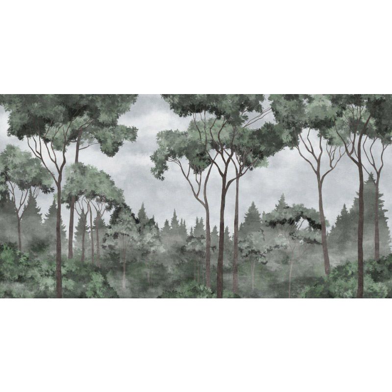 Обои виниловые на флизелине Design Studio 3D Picturesque Смешанный лес в зелёных тонах Бесшовная Фреска Classic (PRS-019)