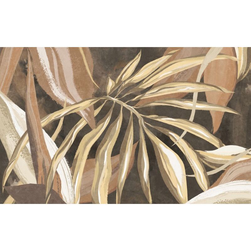 Обои виниловые на флизелине Design Studio 3D Avangard Композиция из тропических листьев в бежевых тонах Натуральный холст (AVG-014)