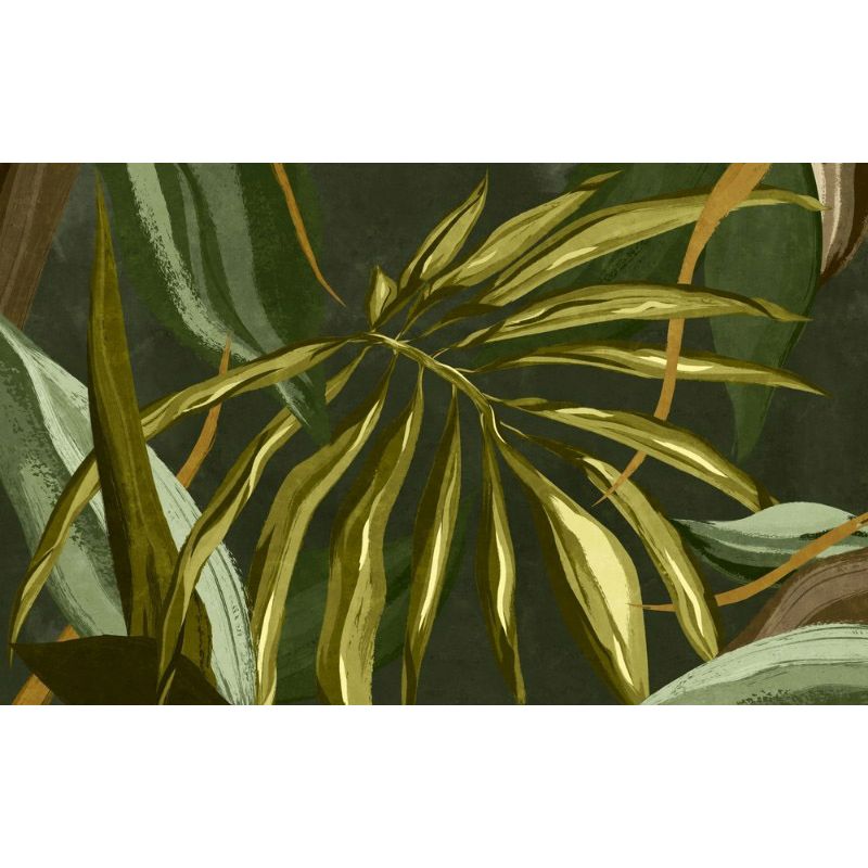 Обои виниловые на флизелине Design Studio 3D Avangard Композиция из тропических листьев в тёплых тонах Гладкий песок (AVG-015)