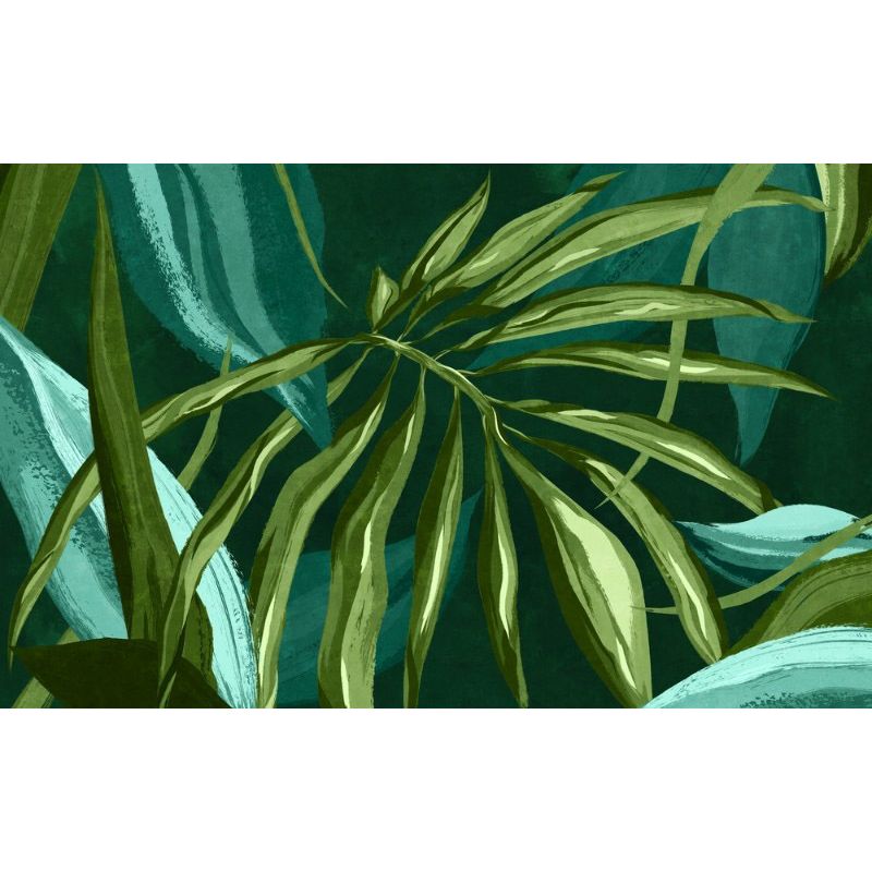 Обои виниловые на флизелине Design Studio 3D Avangard Композиция из тропических листьев салатово-бирюзового оттенка Бесшовная Фреска Гранд (AVG-016)