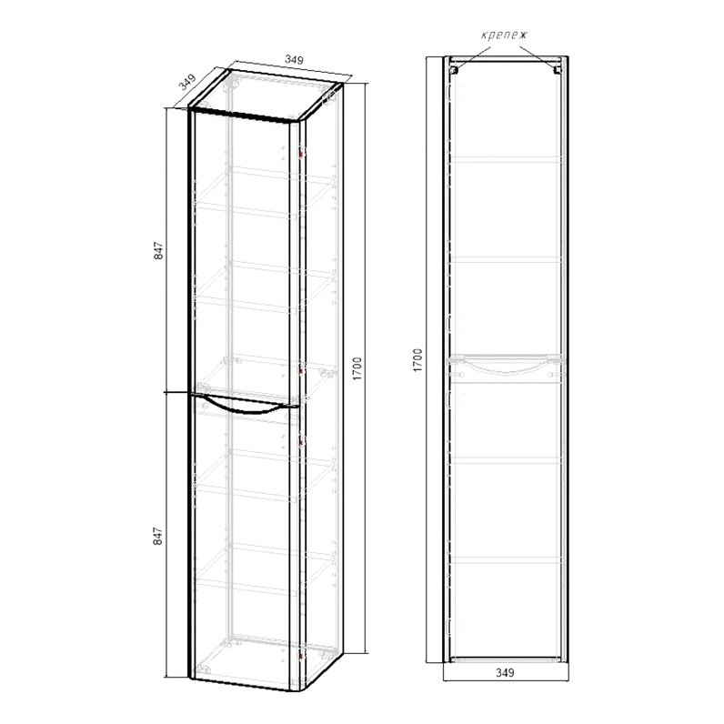 Шкаф Vincea (Винчея) Paola VSC-2P170VO-R подвесной, 1700х350х350, V.Oak, правый VSC-2P170VO-R