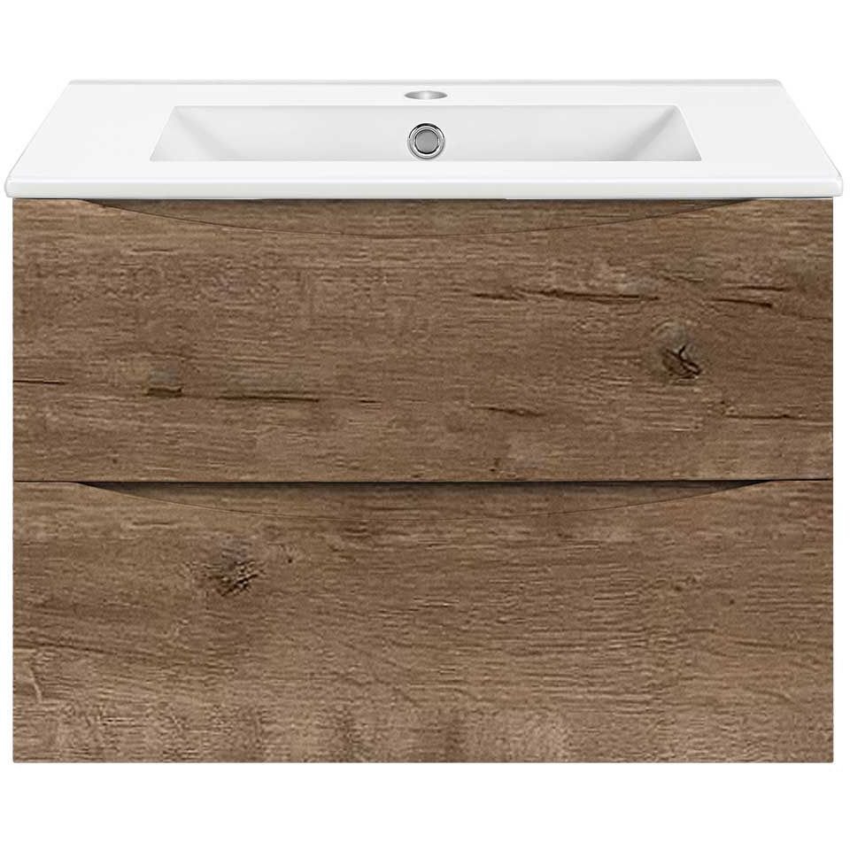 База под керамическую раковину Vincea (Винчея) Mia Slim VMC-2MC600S1VO 600 подвесная, 2 выкатных ящика soft close, V.Oak