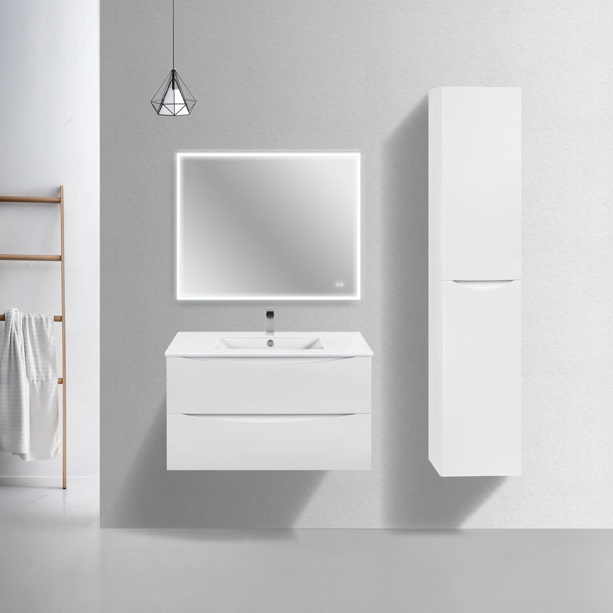 База под керамическую раковину Vincea (Винчея) Mia Slim VMC-2MC900S1GW 900 подвесная, 2 выкатных ящика soft close, G.White