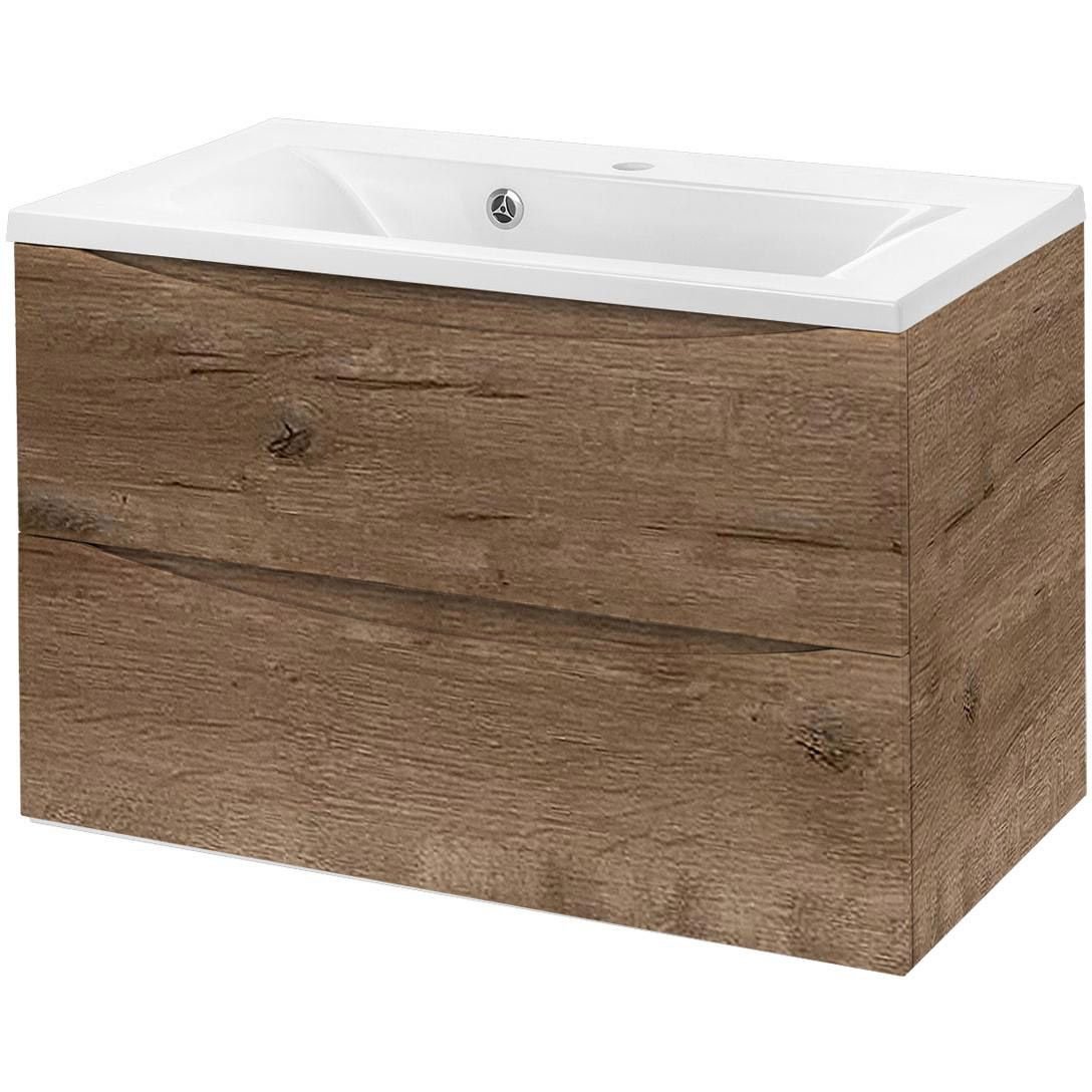 База под керамическую раковину Vincea (Винчея) Mia 750 подвесная, 2 выкатных ящика soft close, V.Oak