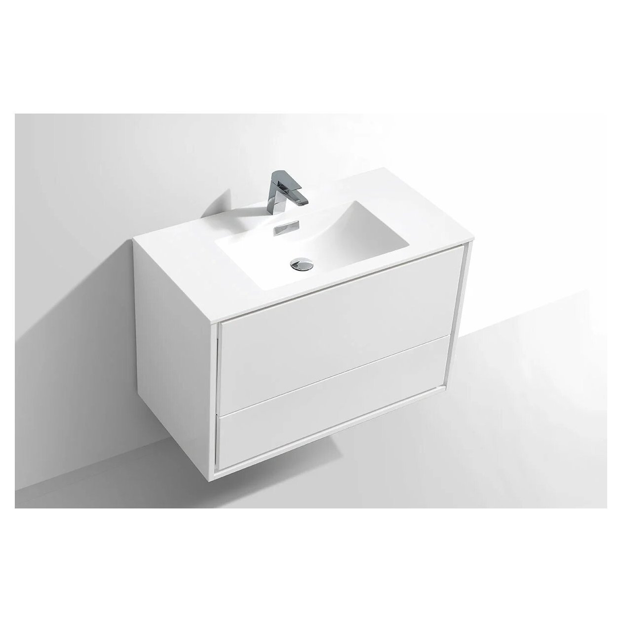 База под раковину Vincea (Винчея) Alessia 900 подвесная, 2 выкатных ящика из алюминия с механизмами Push open, L.White VMC-1S900LW