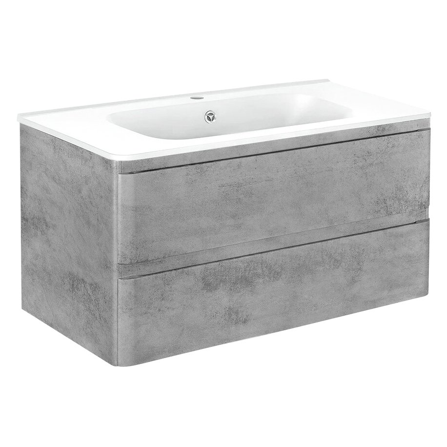 База под раковину Vincea (Винчея) Vico 1000 подвесная, 2 выкатных ящика soft close, Beton VMC-2V100BT